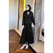 Miraydin Butik Kadın Pilikaşe Ceket ve Etek Takımı Siyah - M41414