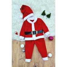 FRY Erkek Çocuk Noel Baba Yılbaşı Kostümü Şapkalı Kemerli Bebek Kostümü