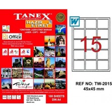 Kitabevimden Tanex Laser Etiket 100 Yp 45X45 Laser-Copy-Inkjet TW-2015