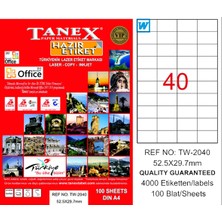 Kitabevimden Tanex Laser Etiket 100 Yp 52X29 Laser-Copy-Inkjet TW-2040