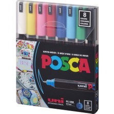 Kitabevimden Uni-Ball Posca 0.7 Su Bazlı Poster Markörü Ana Renk 8 Li Pc-1mr