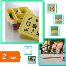 Hereveoyuncak Oyuncak Hobi Kırtasiye Malzemeleri Saklama Kutusu + Hacamat Kuppası 6 Numara - 2li Set M3V4E0