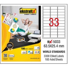 Kitabevimden Ekstrafix Laser Etiket 100 Yp 63.5X25,4 Laser-Copy-Inkjet FİX-5033
