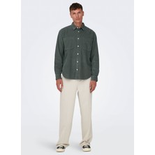 Only & Sons Rahat Yeşil Jakarlı Erkek Gömlek Onsalp Rlx 2pkt Washd Cord Ls Shırt