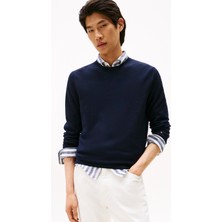 Tommy Hilfiger Bisiklet Yaka Normal Mavi Erkek Kazak MW0MW39775DW5_DC Fıne Merıno Wool C