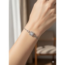 925 Ayar Papatya Silver Baget Taşlı Tasarım Ital Bileklik.rose.gold.rodaj