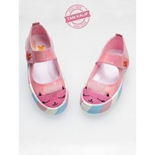 Casabony Pembe Rugan Simli 3D Kız Babet Sneakers Tekstil ve PVC Malzemeden Şık Tasarım