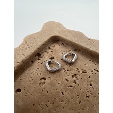 Tep's Jewellery Taşlı Gümüş Geometrik Halka Küpe