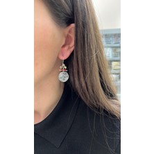 Tep's Jewellery El Işi Tasarım Mercan Taşlı Gümüş Otantik Küpe