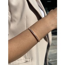 Tep's Jewellery Gümüş Sıralı Taşlı Rose Renkli Kelepçe