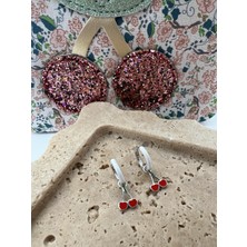 Tep's Jewellery Çocuk Gümüş Mineli Sallantılı Kiraz Küpe