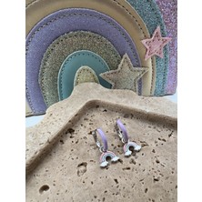 Tep's Jewellery Çocuk Gümüş Mor Mineli Sallantılı Gökkuşağı Küpe