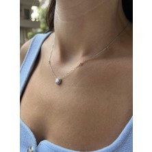 Tep's Jewellery Yuvarlak Gümüş Tektaş Kolye