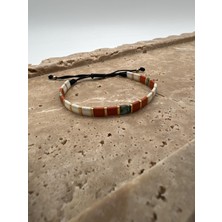 Tep's Jewellery Turuncu Beyaz Tila Ip Bileklik