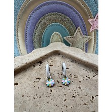 Tep's Jewellery Çocuk Gümüş Mineli Sallantılı Çiçek Küpe