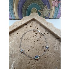 Tep's Jewellery Çocuk Gümüş Mineli Renkli Yıldız Bileklik