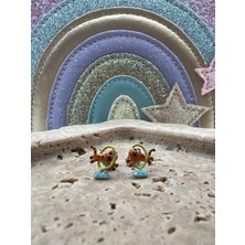 Tep's Jewellery Çocuk Gümüş Mineli Aslan Küpe