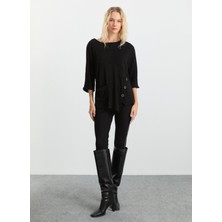 Selen Bisiklet Yaka Düz Siyah Kadın Bluz 25KSL8217