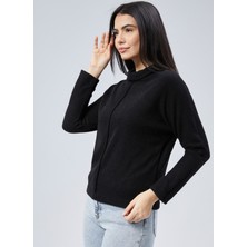 Selen V Yaka Düz Siyah Kadın Bluz 25KSL8251