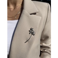 Tep's Jewellery El Işi Tasarım Gümüş Inci Detaylı Çiçek Broş