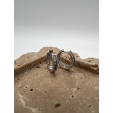 Tep's Jewellery Gümüş Renkli Baget Halka Küpe