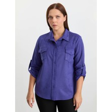 Selen Polo Yaka Fitilli Mavi Kadın Bluz 25KSL8222