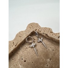 Tep's Jewellery Taşlı Gümüş Sallantılı Çiçek Küpe