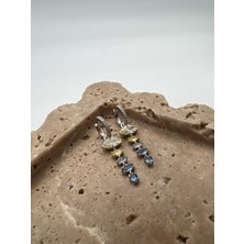 Tep's Jewellery Gümüş Renkli Taşlı Sallantılı Küpe