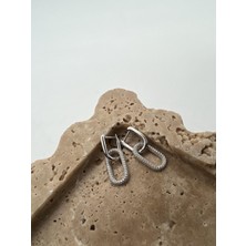 Tep's Jewellery Taşlı Sallantılı Gümüş Dikdörtgen Küpe