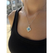 Tep's Jewellery Sedefli Gümüş Firuze Taşlı Yonca Kolye Ucu