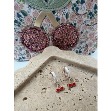 Tep's Jewellery Çocuk Gümüş Mineli Sallantılı Kiraz Küpe
