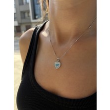 Tep's Jewellery Sedefli Gümüş Firuze Taşlı Kalp Kolye Ucu