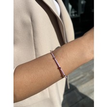Tep's Jewellery Lila Renkli Taşlı Gümüş Kelepçe