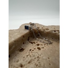 Tep's Jewellery Lacivert Taşlı Gümüş Zincir Küpe
