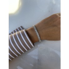 Tep's Jewellery Zigzag Baget Taşlı Gümüş Bileklik