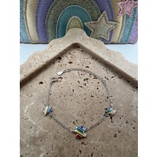 Tep's Jewellery Çocuk Gümüş Mineli Renkli Ayıcık Bileklik