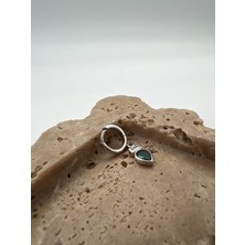 Tep's Jewellery Yeşil Damla Taşlı Gümüş Sallantılı Küpe