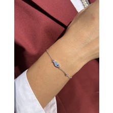 Tep's Jewellery Mavi Mozaik Görünümlü Gümüş Balık Bileklik