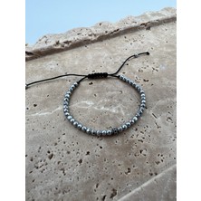 Tep's Jewellery Hematit Taşlı Gümüş Top Detaylı Bileklik