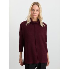Selen Degaje Yaka Düz Bordo Kadın Bluz 25KSL8220