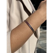 Tep's Jewellery Gümüş Renkli Baget Taşlı Rose Kelepçe
