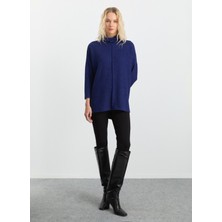 Selen Degaje Yaka Düz Mavi Kadın Bluz 25KSL8220