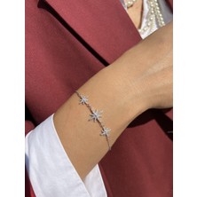 Tep's Jewellery Üçlü Taşlı Gümüş Kuzey Yıldızı Bileklik