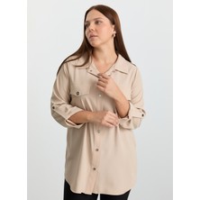 Selen Polo Yaka Düz Taş Kadın Bluz 25KSL8297