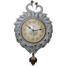 ZS Demir Duvara Asmalı Tavuskuşu Saat Dekoratif Hediyelik