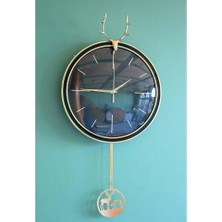 ZS Demir Geyikli Sarkaçlı Duvar Saati ALK1583 Dekoratif Hediyelik