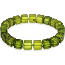 Tesbihname Su Yeşili Küp Kesim Doğal Damla Kehribar Erkek Bileklik