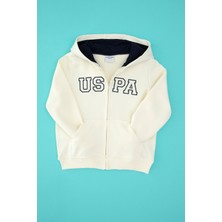 U.S. Polo Assn. Erkek Çocuk Krem Fermuarlı Kapüşonlu Sweatshirt 50313844-VR256