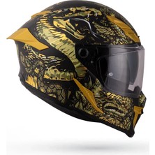 Inferno Mythology Mat Siyah-Sarı Güneş Vizörlü Kask