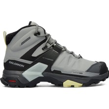 Salomon x Ultra 4 Mid Waterproff Leather Womens Boot Hakiki Deri Su Geçirmez Nefes Alabilen Kadın Bot Gri